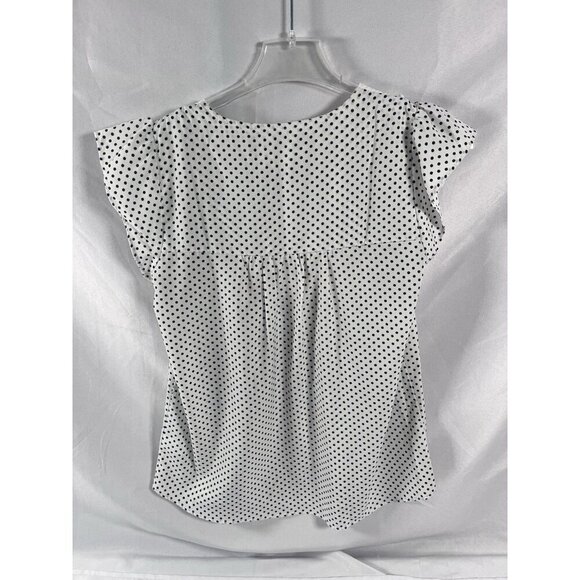 Savanna Jane Cap Sleeve V Neck Embroidered Floral Polka Dot Blouse Womens Size S - Picture 3 of 5